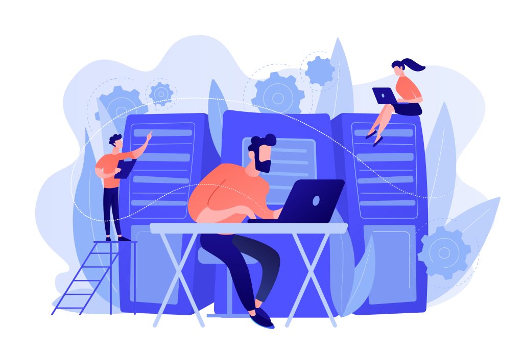 illustration représentant un personnage qui génère quelque chose avec une intelligence artificielle