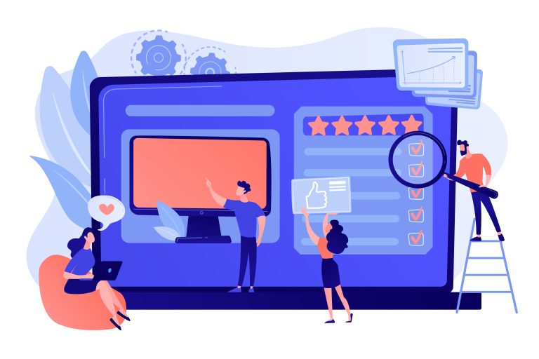 illustration représentant des personnes en train d'essayer de comprendre la structure du site web