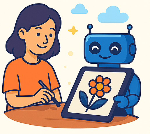 image d'une IA en train de généré une image demandée par une madame