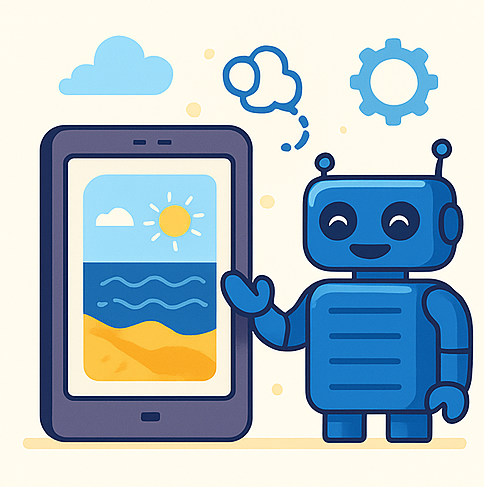 image générée par ia d'un petit robot d'intelligence artificielle et d'une image